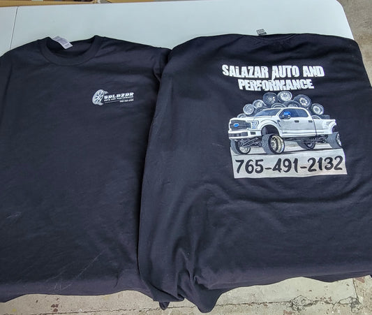 12-25  Screen Printed  with Front-Left Chest Design, Back Design with Contact Information.
